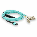 AddOn MTP-4LC-M10M-AO 10m Networks MTP-4LC-M10M Compatible MPO (Female) to 8xLC (Male) 8-Strand Aqua OM3 Fiber Fanout Cable