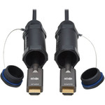 Tripp Lite P568FA-30M-W High-Speed Armored HDMI Fiber Active Optical Cable (AOC) with Hooded Connectors 4K @ 60 Hz HDR IP68 M/M Black 30 m (98 ft.)