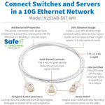 Tripp Lite N261AB-S07-WH Safe-IT Cat6a 10G Snagless Antibacterial Slim UTP Ethernet Cable (RJ45 M/M) White 7 ft. (2.13 m)