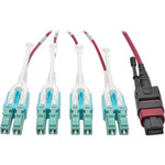 Tripp Lite N845-05M-8L-MG 40G MTP/MPO to 4xLC Fan-Out OM4 Plenum-Rated Fiber Optic Cable, 40GBASE-SR4, Push/Pull Tabs, Magenta, 5 m