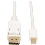 Tripp Lite P583-006 Mini DisplayPort to DisplayPort Adapter Cable 4K 60Hz (M/M) DP Latching Connector White 6 ft. (1.8 m)