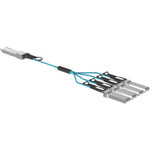 Panduit AZ83NQ2S2AQM010 Active Optical Cable Assembly, QSFP28 to SFP28, 100-4x25G, OM4, Aqua, 10 Meters
