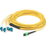 AddOn ADD-MPO-4LC8M9SMF 8m MPO (Female) to 8xLC (Male) 8-Strand Yellow OS2 OFNR (Riser-Rated) Fiber Fanout Cable