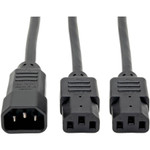 Tripp Lite C14 Male to C13 Female Splitter PDU Style C14 to 2x C13 10A 250V 18 AWG 6 ft. (1.83 m) Black