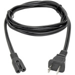 Tripp Lite 2-Slot Non-Polarized Laptop Notebook Power Cord 1-15P to C7 10A 120V 18 AWG 6 ft. (1.83 m) Black