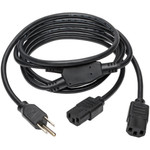 Tripp Lite Y Splitter Power Cable NEMA 5-15P to 2x C13 10A 125V 18 AWG 6 ft. (1.83 m) Black