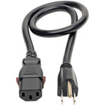 Tripp Lite Computer Power Cord NEMA 5-15P to Locking C13 Heavy-Duty 15A 125V 14 AWG 2 ft. (0.61 m) Black