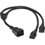 Tripp Lite Splitter Cable Heavy-Duty C20 to 2x C13 15A 100-250V 14 AWG 2 ft. (0.61 m) Black