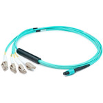 AddOn ADD-MPO-4LC5M5OM3 5m MPO (Female) to 8xLC (Male) 8-Strand Aqua OM3 Fiber Fanout Cable