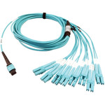 Tripp Lite N846D-05M-24CAQ 400G Multimode 50/125 OM4 Plenum Fiber Optic Breakout Cable 24F MTP/MPO-PC to (x4) LC Duplex (F/M) Aqua 5 m