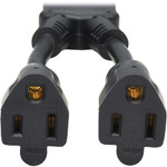 Tripp Lite Extension Cord Y Splitter NEMA 5-15P to 2x NEMA 5-15R 13A 125V 16 AWG 1 ft. (0.3 m) Black