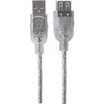 Manhattan 340502 Hi-Speed USB 2.0 A Male to A Female Extension Cable, 15', Translucent Silver