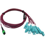 Tripp Lite N846D-03M-16EMG 400G Multimode 50/125 OM4 Plenum Fiber Optic Breakout Cable 16F MTP/MPO-APC to (x4) LC Duplex (F/M) Magenta 3 m