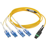 Tripp Lite N390-01M-8LC-AP MTP/MPO (APC) to 4xLC (UPC) Singlemode Breakout Patch Cable 40/100 GbE QSFP+ 40GBASE-PLR4 Plenum Yellow 1 m (3.3 ft.)