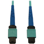 Tripp Lite N846B-02M-24-P 40/100/400G Multimode 50/125 OM3 Fiber Optic Cable (24F MTP/MPO-PC F/F) LSZH Aqua 2 m (6.6 ft.)