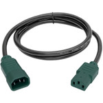 Tripp Lite 4ft Computer Power Cord Extension Cable C14 to C13 Green 10A 18AWG 4'