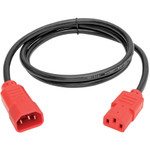 Tripp Lite 4ft Computer Power Cord Extension Cable C14 to C13 Red 10A 18AWG 4'