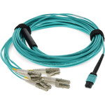 AddOn ADD-MPO-4LC3M5OM4P 3m MPO (Female) to 8xLC (Male) 8-Strand Aqua OM4 OFNP (Plenum-rated) Fiber Fanout Cable