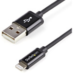 StarTech USBLT2MB 2m (6ft) Long Black Apple�&reg; 8-pin Lightning Connector to USB Cable for iPhone / iPod / iPad