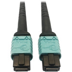 Tripp Lite N846D-01M-24AAQ 400G Multimode 50/125 OM4 Plenum-Rated Fiber Optic Cable 24F MTP/MPO-PC (F/F) Aqua 1 m