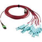 Tripp Lite N846D-05M-16EMG 400G Multimode 50/125 OM4 Plenum Fiber Optic Breakout Cable 16F MTP/MPO-APC to (x4) LC Duplex (F/M) Magenta 5 m