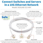 Tripp Lite N261AB-S15-WH Safe-IT Cat6a 10G Snagless Antibacterial Slim UTP Ethernet Cable (RJ45 M/M) White 15-ft. (4.57 m)