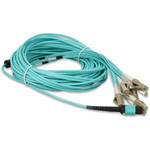 AddOn ADD-MPO-6LC30M5OM3 30m MPO (Female) to 6xLC (Male) 12-Strand Aqua OM3 Duplex Fiber Fanout Cable