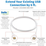 Tripp Lite U024AB-006-WH Safe-IT USB 2.0 Antibacterial Extension Cable (A M/F) USB 2.0 White 6 ft. (1.83 m)