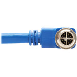 Tripp Lite NM12-6A4-01M-BL M12 X-Cat6a 10G F/UTP CMR-LP Shielded Ethernet Cable (Right-Angle M12 M/RJ45 M) IP68 PoE Blue 1 m (3.3 ft.)