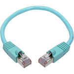 Tripp Lite N262-001-AQ Cat6a 10G Snagless Shielded STP Ethernet Cable (RJ45 M/M) PoE Aqua 1 ft. (0.31 m)