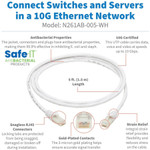 Tripp Lite N261AB-005-WH Safe-IT Cat6a 10G Snagless Antibacterial UTP Ethernet Cable (RJ45 M/M) PoE White 5 ft. (1.52 m)