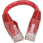 Tripp Lite N201-06N-RD Cat6 Gigabit Snagless Molded (UTP) Ethernet Cable (RJ45 M/M) PoE Red 6-in. (15.24 cm)