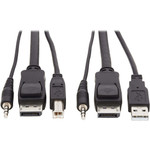 Tripp Lite P783-010 DisplayPort KVM Cable Kit 3 in 1 4K DisplayPort USB 3.5 mm Audio (3xM/3xM) 4:4:4 10 ft. (3.05 m) Black