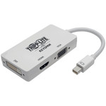 Tripp Lite P137-06N-HDV4K6 Keyspan Mini DisplayPort to VGA/DVI/HDMI All-in-One Video Converter Adapter 4K 60 Hz HDMI DP 1.2 White 6 in.