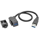 Tripp Lite U324-001-KPA-BK USB 3.0 All-in-One Keystone/Panel Mount Extension Cable (M/F) Angled Connector Black 1 ft. (0.31 m)