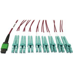 Tripp Lite N846D-01M-16EMG 400G Multimode 50/125 OM4 Plenum Fiber Optic Breakout Cable 16F MTP/MPO-APC to (x4) LC Duplex (F/M) Magenta 1 m