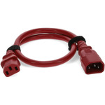 AddOn Power Cord - 2ft - C13 to C14 (Locking) - 18AWG - 10A 100-250V - Red