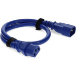 AddOn Power Cord - 2ft - C13 to C14 (Locking) - 18AWG - 10A 100-250V - Blue