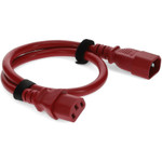 AddOn Power Cord - 7ft - C13 Female to C14 Male - 18AWG - 100-250V at 10A - Red