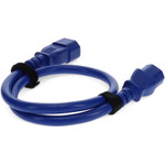 AddOn Power Cord - 1ft - C13 Female to C14 Male - 18AWG - 100-250V at 10A - Blue