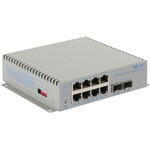 Omnitron Systems OmniConverter 10GPoE+/Sx PoE+, 2xSFP/SFP+, 8xRJ-45, 1xDC Powered Commercial Temp