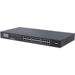 Intellinet 24-Port Gigabit Ethernet PoE+ Switch with 2 SFP Ports, LCD Display, IEEE 802.3at/af Power over Ethernet (PoE+/PoE) Compliant, 370 W, Endspan, 19" Rackmount (With C14 2 Pin Euro Power Cord)