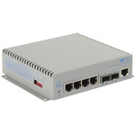 Omnitron Systems OmniConverter 10G/M, 2xSFP/SFP+, 8xRJ-45, 1xAC Powered Extended Temp