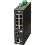 Omnitron Systems 9551-1-18-2Z RuggedNet Managed Industrial Gigabit PoE+ - SM SC SF - RJ-45 - Ethernet Fiber Switch