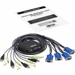 Tripp Lite 4-Port VGA KVM Switch with Built-In VGA, USB and 3.5 mm Audio Cables