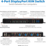 Tripp Lite 4-Port DisplayPort/USB KVM Switch 4K 60 Hz HDR HDCP 2.2 IR DP 1.4 USB Sharing