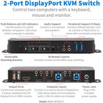 Tripp Lite 2-Port DisplayPort/USB KVM Switch 4K 60 Hz HDR HDCP 2.2 IR DP 1.4 USB Sharing USB 3.0 Cables