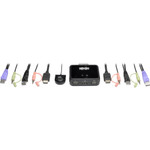 Tripp Lite 2-Port USB/HD Cable KVM Switch with Audio/Video Cables and USB Peripheral Sharing