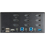 StarTech.com 2 Port Triple Monitor DisplayPort KVM Switch 4K 60Hz UHD HDR, DP 1.2 KVM Switch, 2-Pt USB 3.0 Hub, 4x USB HID, Audio, Hotkey