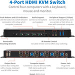 Tripp Lite 4-Port HDMI/USB KVM Switch 4K 60 Hz HDR HDCP 2.2 IR USB Sharing